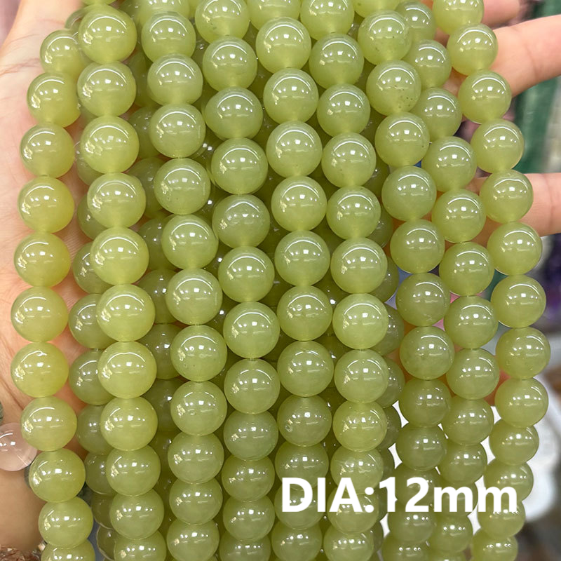 1 hilo de cuentas de joyería de piedras naturales anulares verdes transparentes 